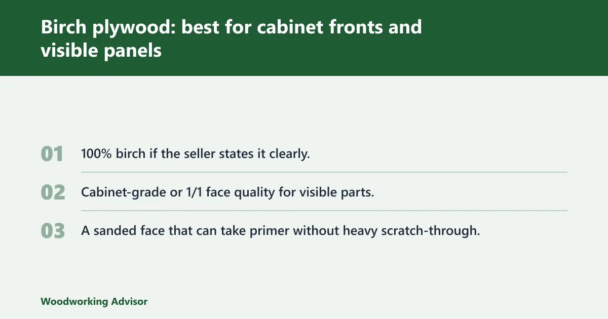 Steps: Birch plywood: best for cabinet fronts and visible panels