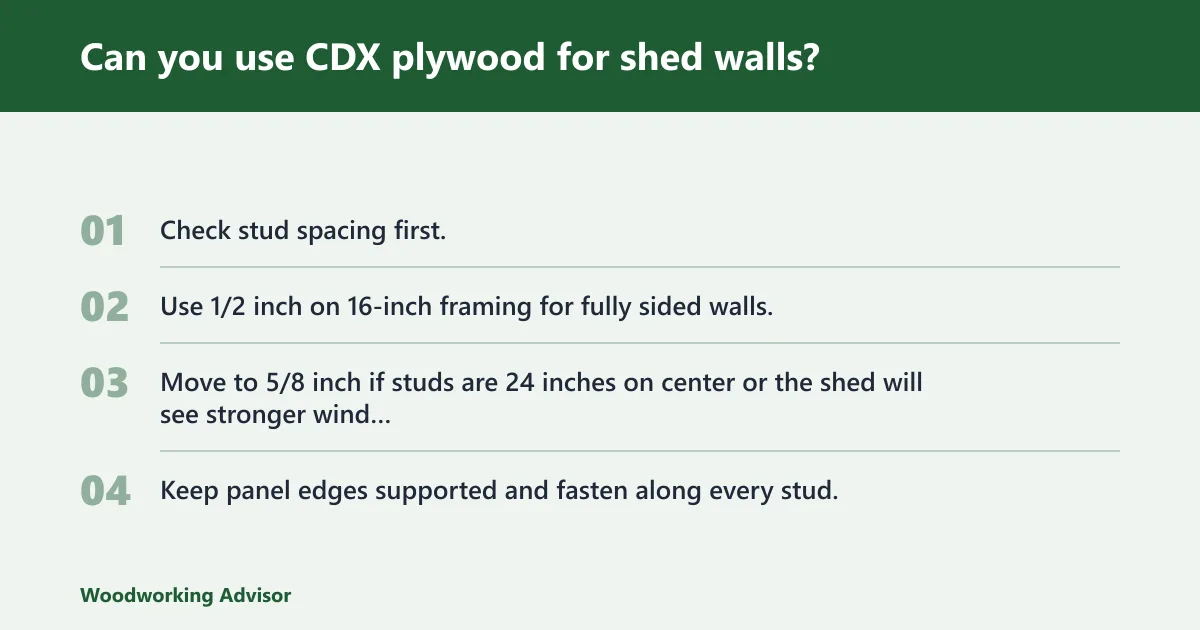 Steps: Can you use CDX plywood for shed walls?