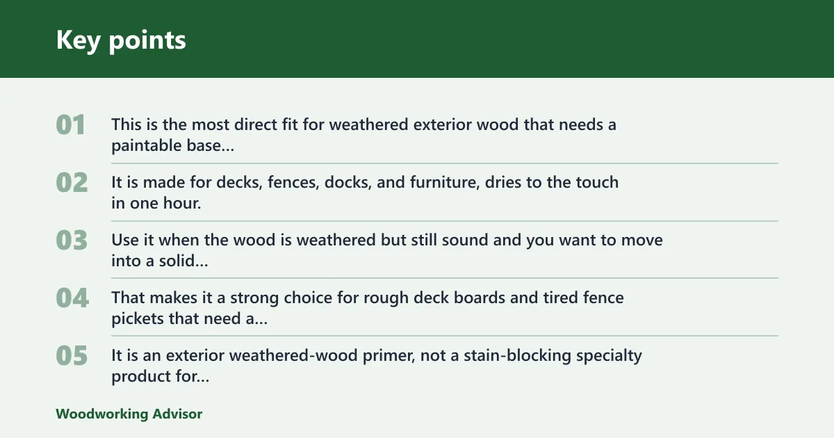 Key points: Rust-Oleum Deck Start: best for weathered exterior decks and fences