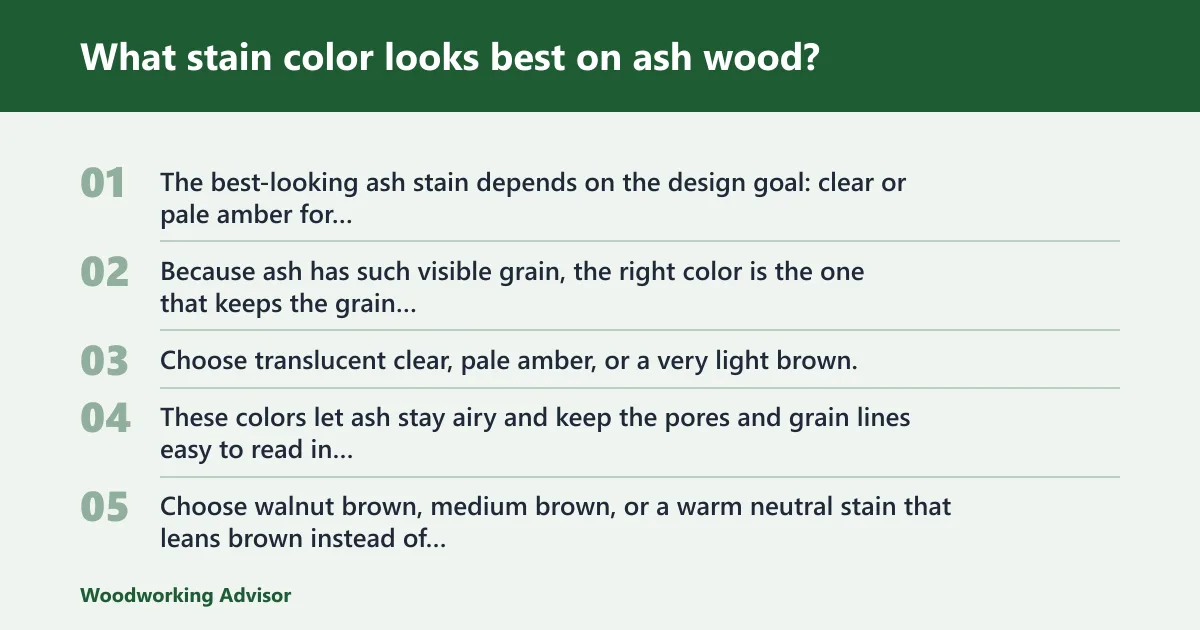 Steps: What stain color looks best on ash wood?