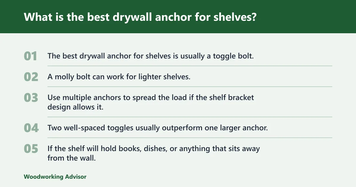 Steps: What is the best drywall anchor for shelves?