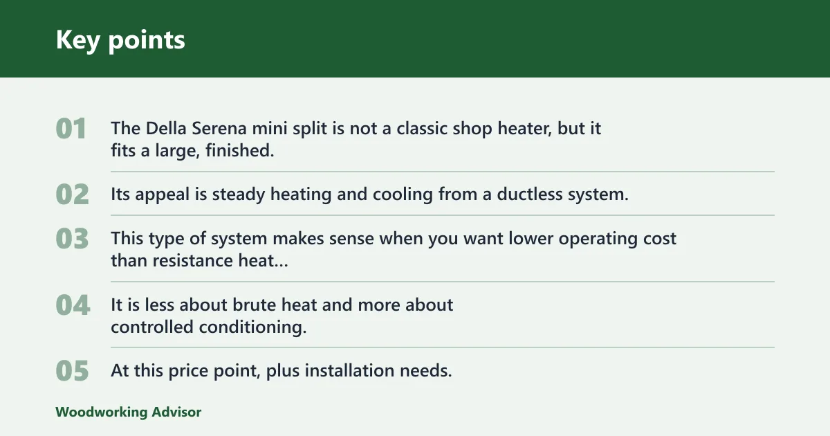 Key points: Natural gas unit heater: best for large shops