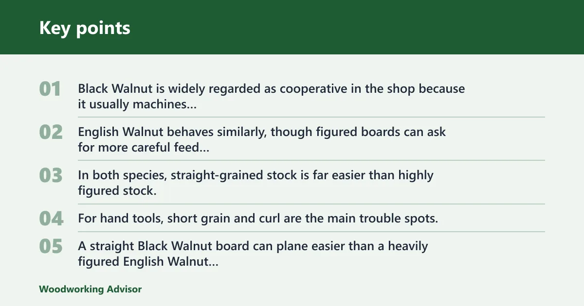 Key points: Workability and finishing