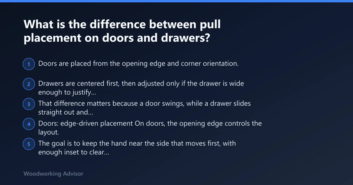 Steps: What is the difference between pull placement on doors and drawers?