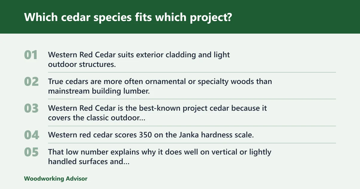 Steps: Which cedar species fits which project?