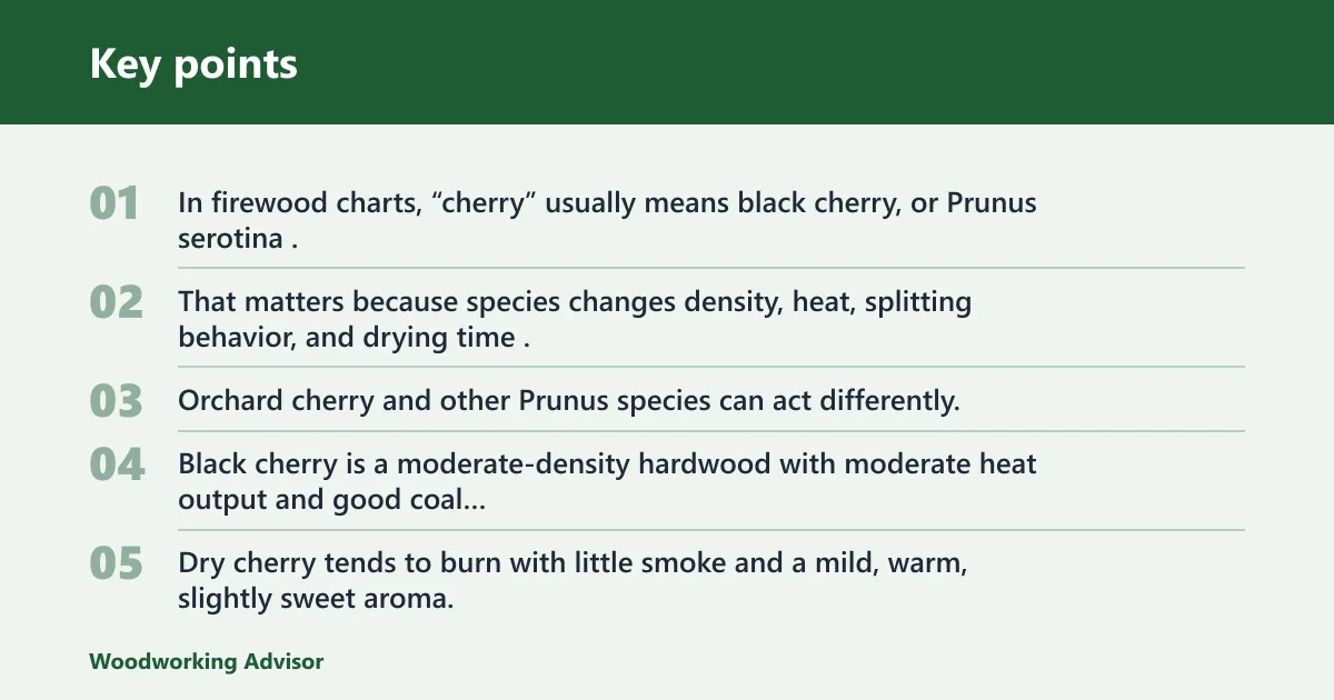 Key points: Cherry firewood at a glance