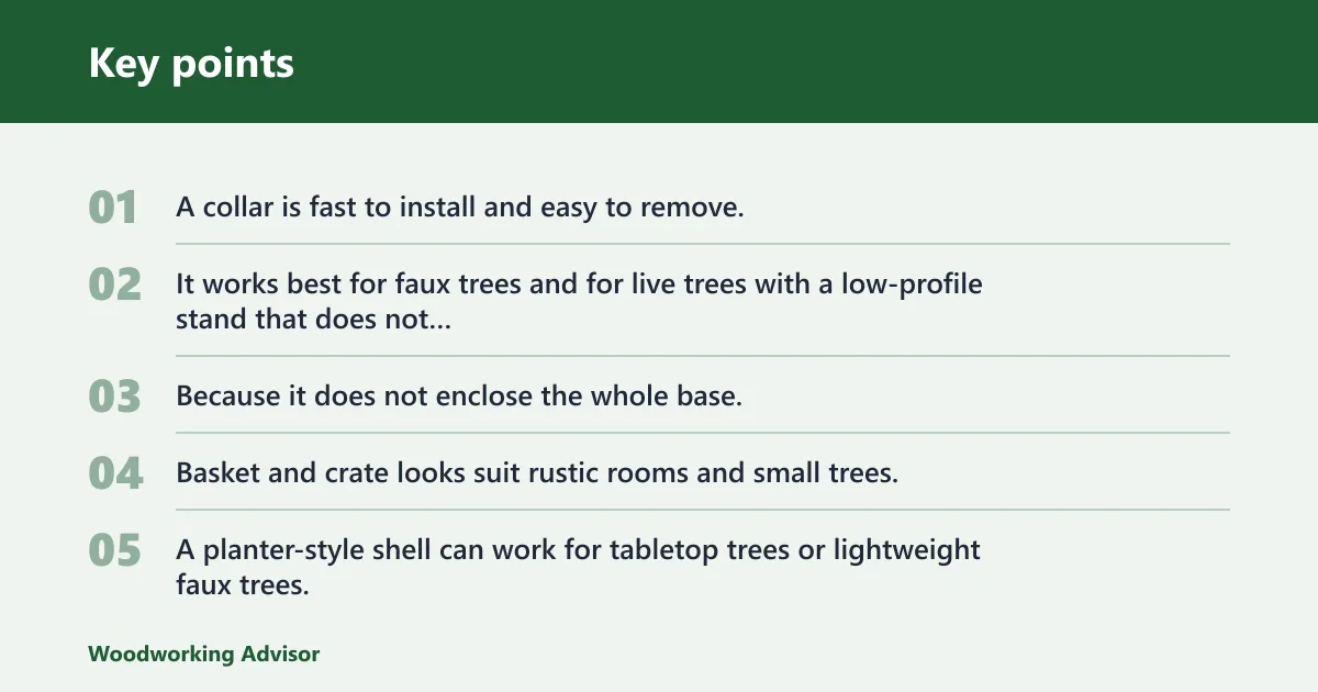 Key points: What can you put around a Christmas tree stand?