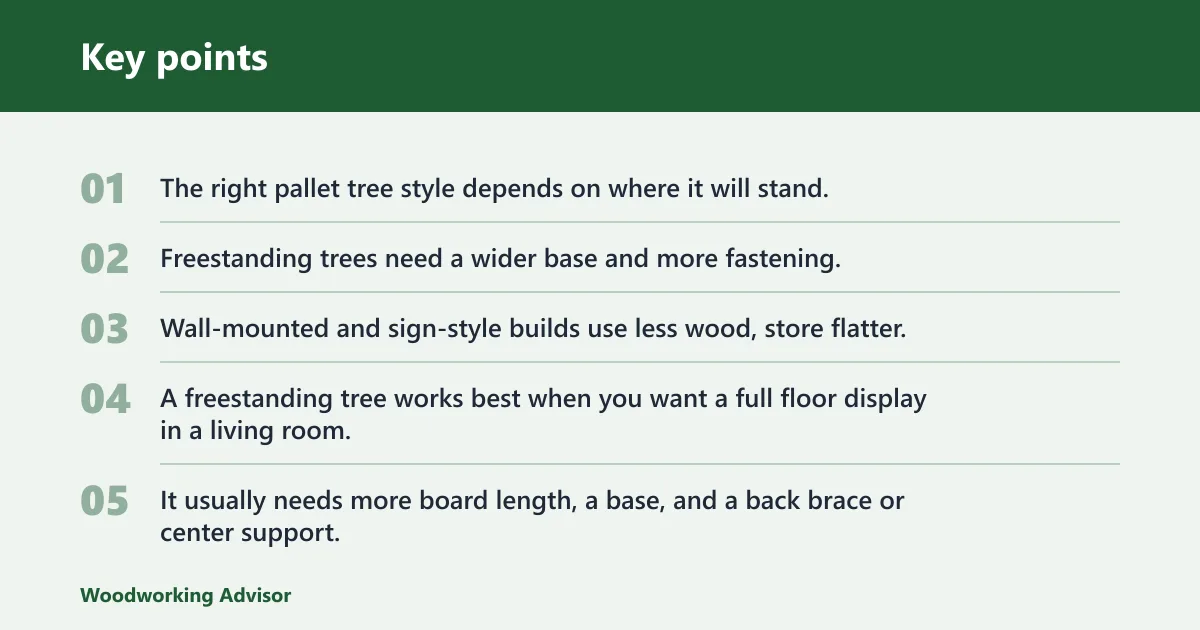 Key points: Choosing the right pallet tree style