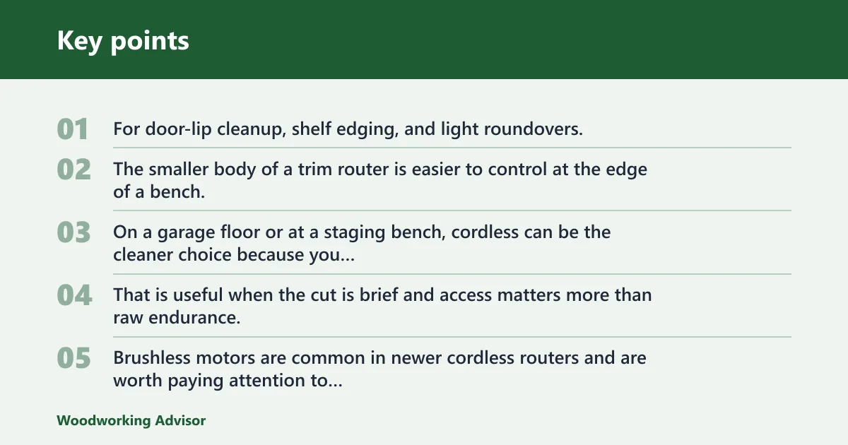 Key points: When does a cordless router make more sense?