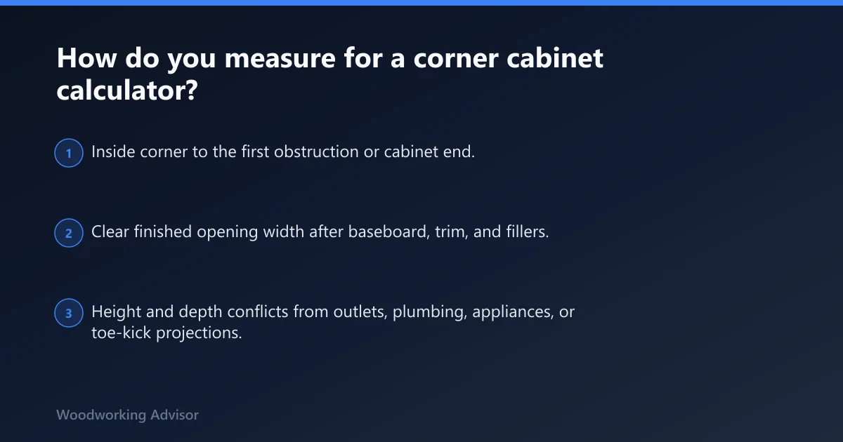 Steps: How do you measure for a corner cabinet calculator?