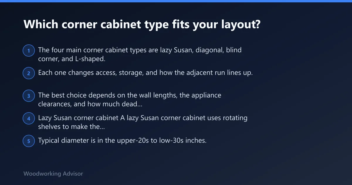 Steps: Which corner cabinet type fits your layout?