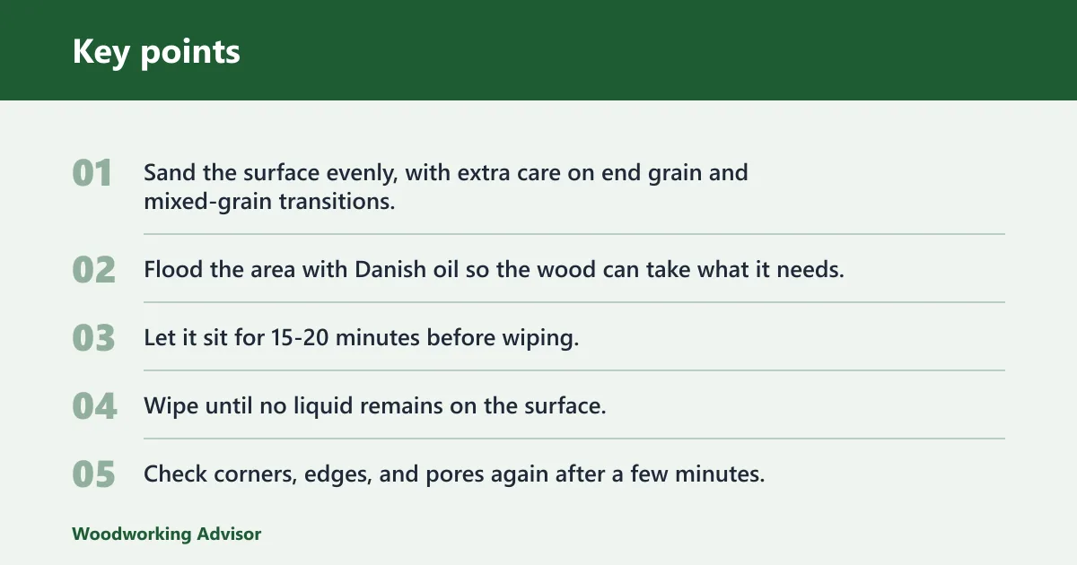 Key points: How should you apply Danish oil in a cold shop?