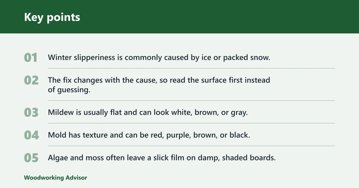 Key points: Why your deck gets slippery in winter