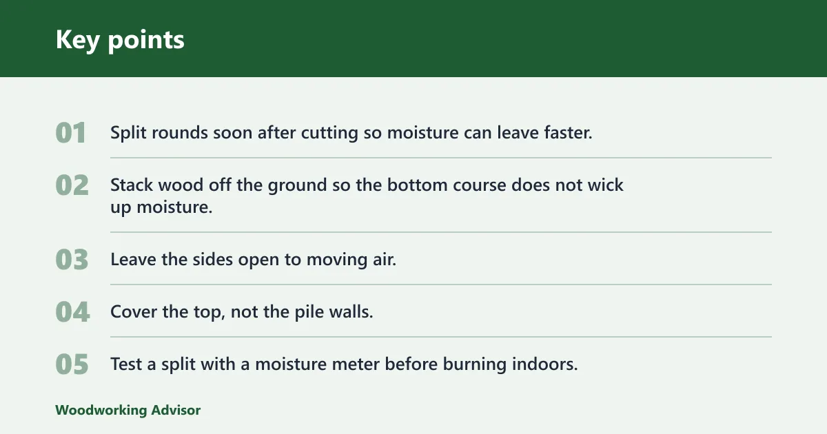 Key points: Moisture content and seasoning