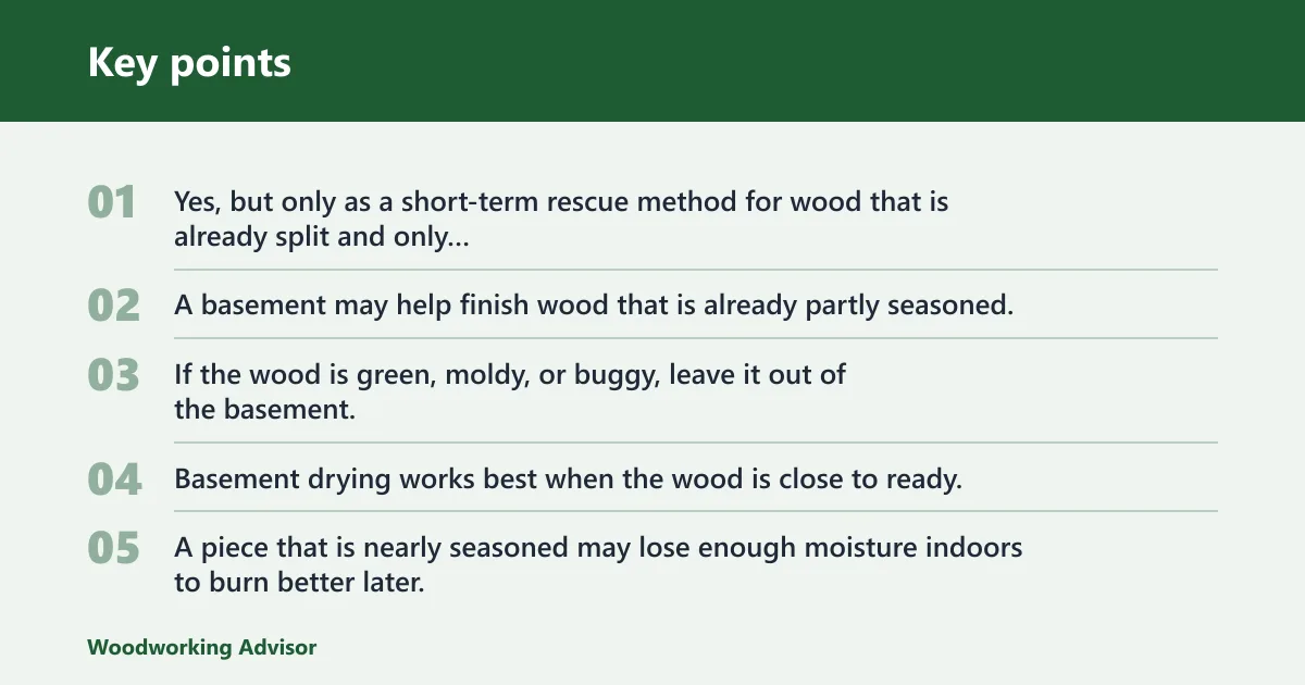 Key points: Can you dry firewood in a basement?