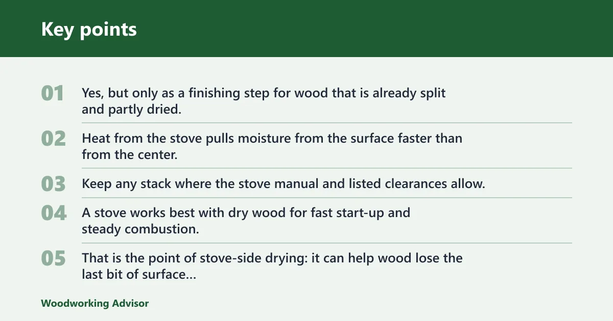 Key points: Can you dry firewood next to a wood stove?
