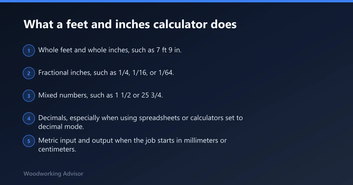 Steps: What a feet and inches calculator does