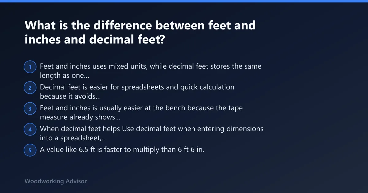 Steps: What is the difference between feet and inches and decimal feet?