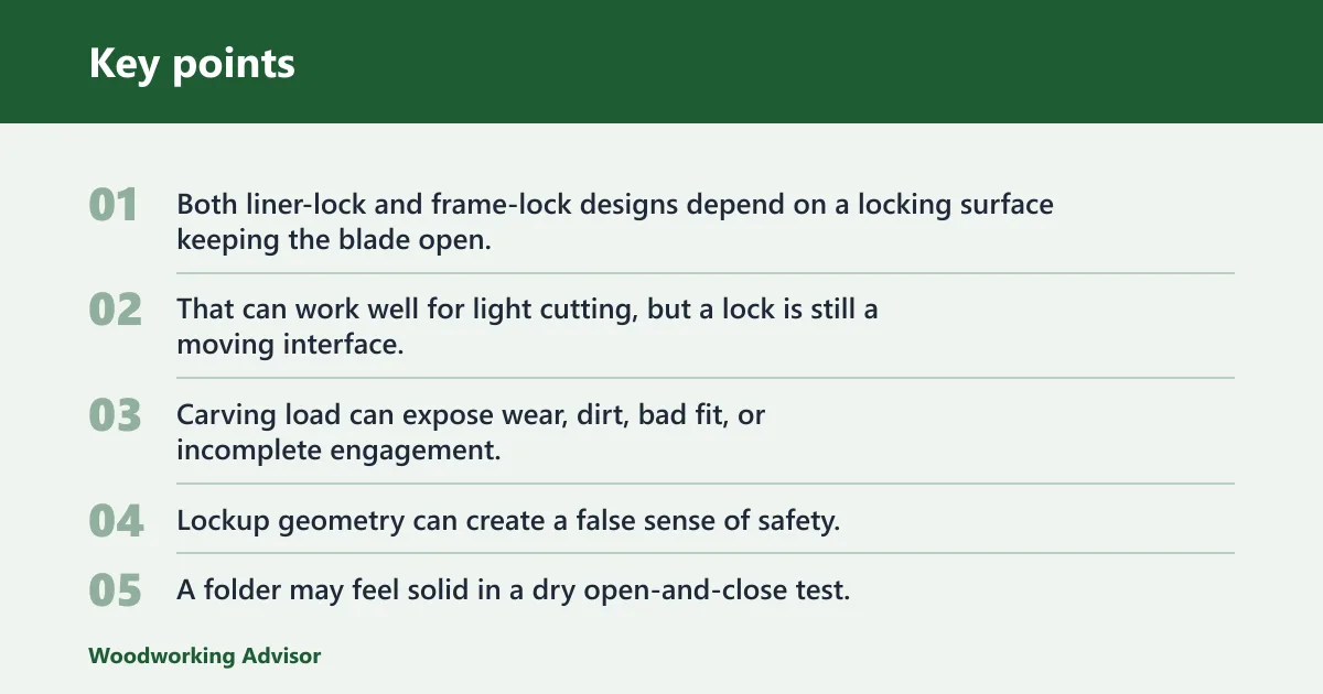 Key points: Can a folding knife lock fail while carving?