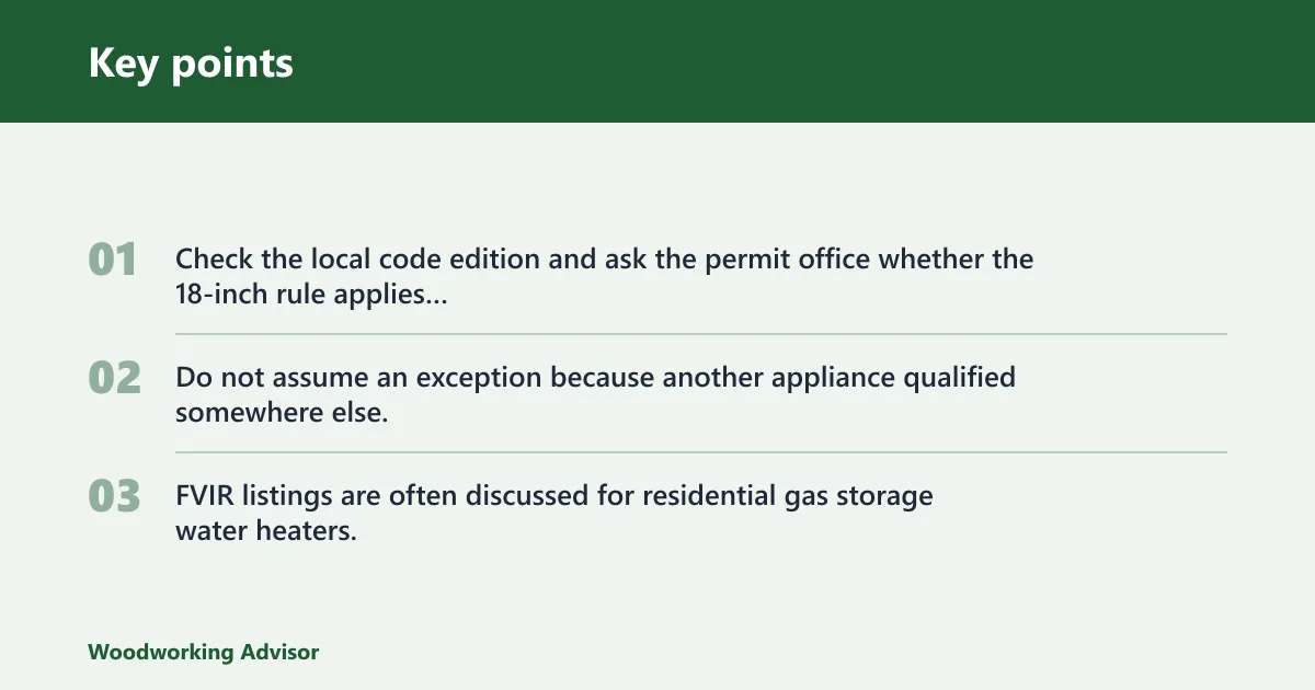 Key points: What is the 18-inch garage heater rule?
