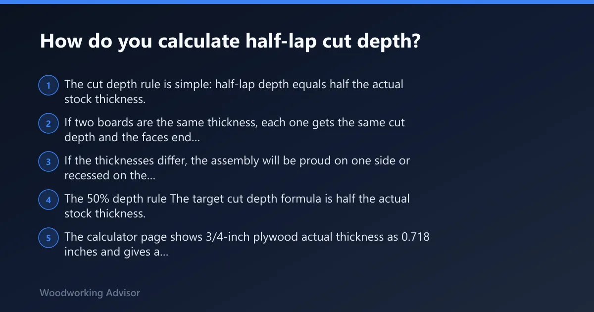 Steps: How do you calculate half-lap cut depth?