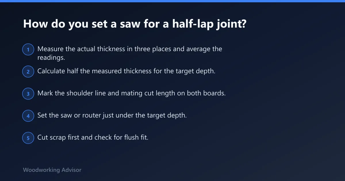 Steps: How do you set a saw for a half-lap joint?