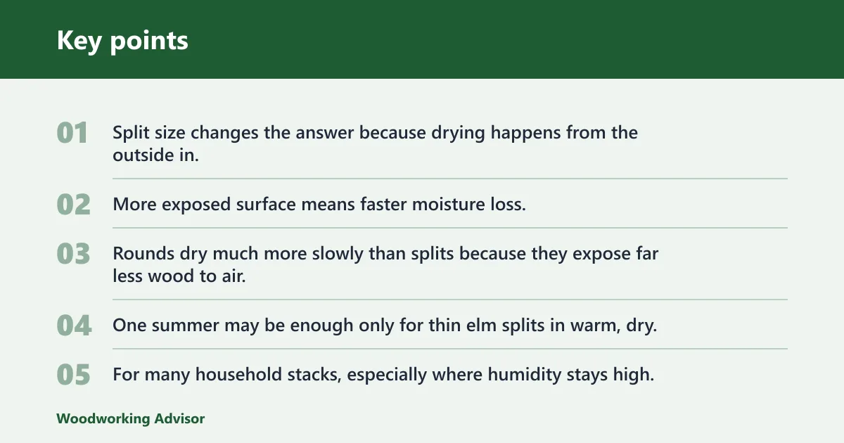 Key points: How long does elm firewood take to dry?