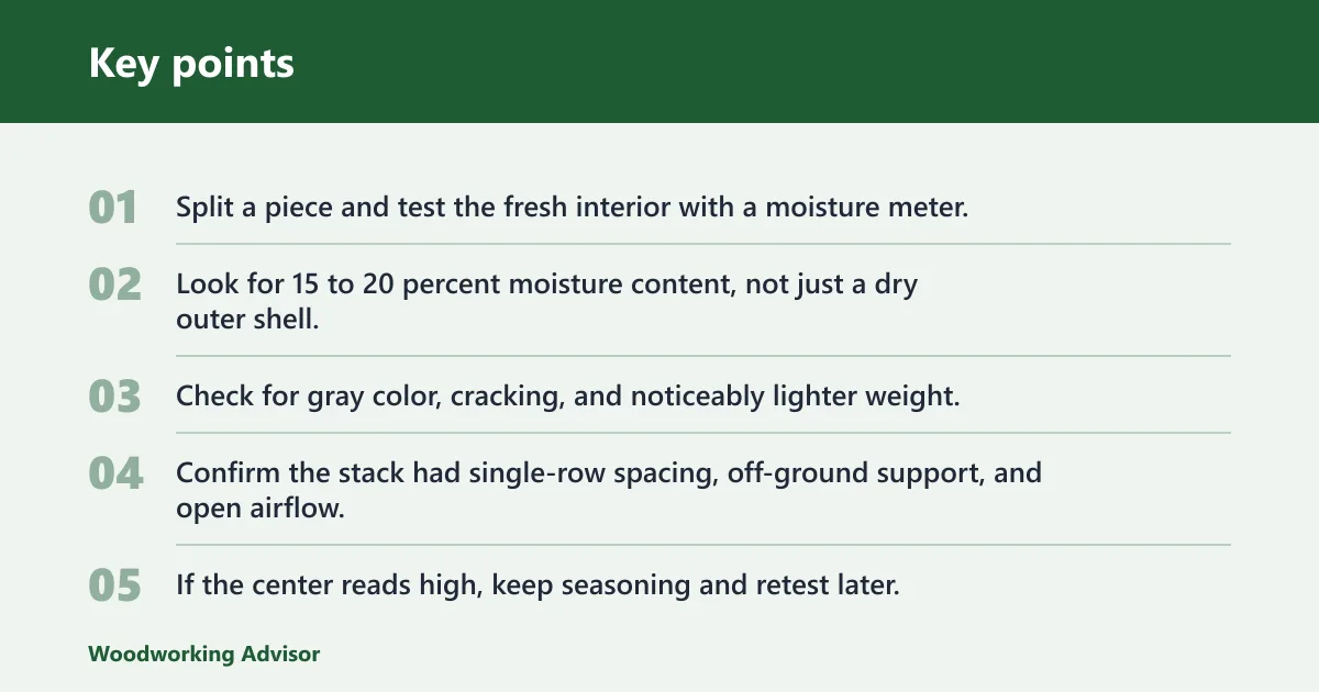 Key points: How can you tell when elm is ready to burn?