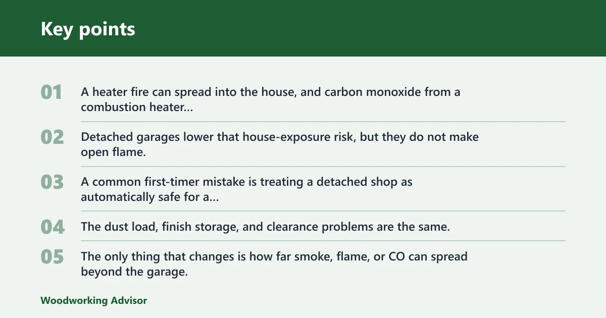 Key points: What is the safest way to heat a garage workshop?