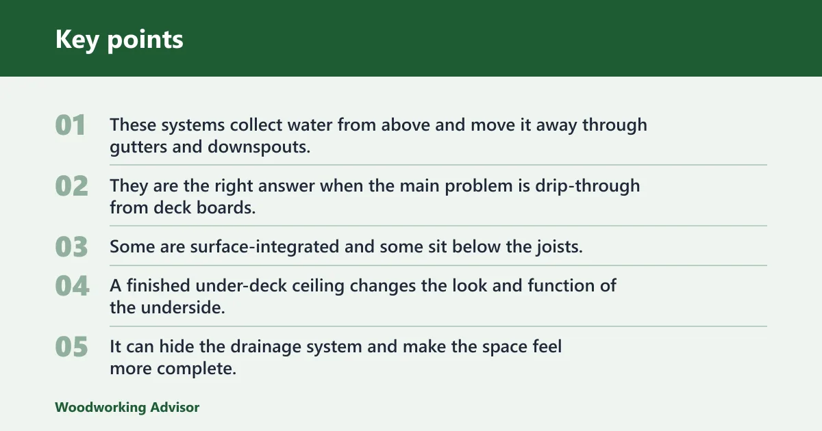 Key points: What can you put under a deck to keep it dry?