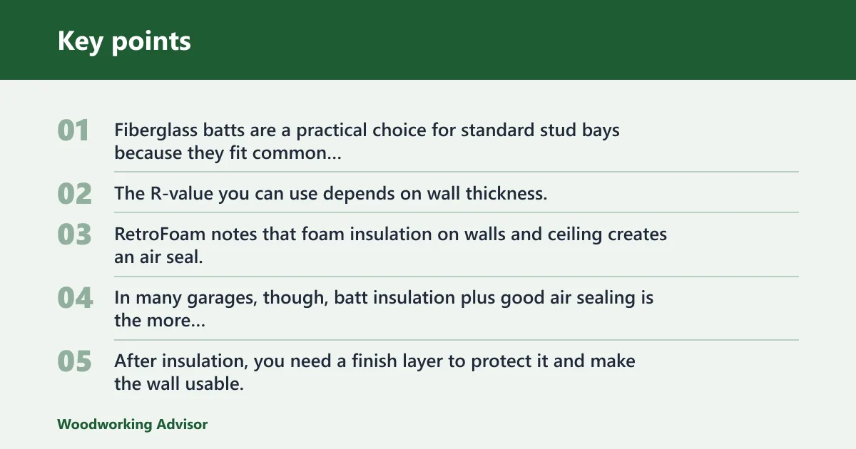 Key points: Garage wall insulation that actually helps