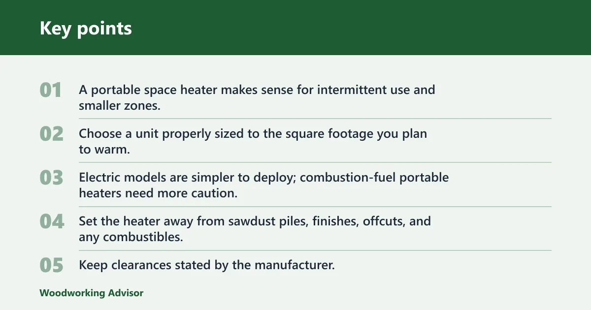 Key points: Which heater fits your shop?
