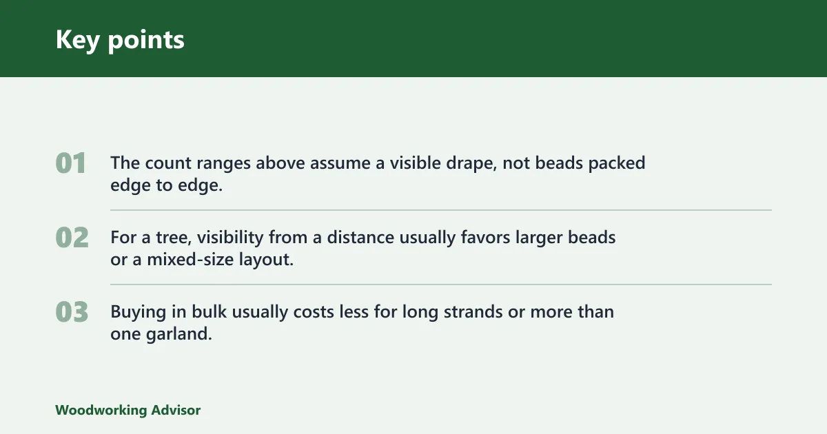 Key points: Bead garland sizing worksheet