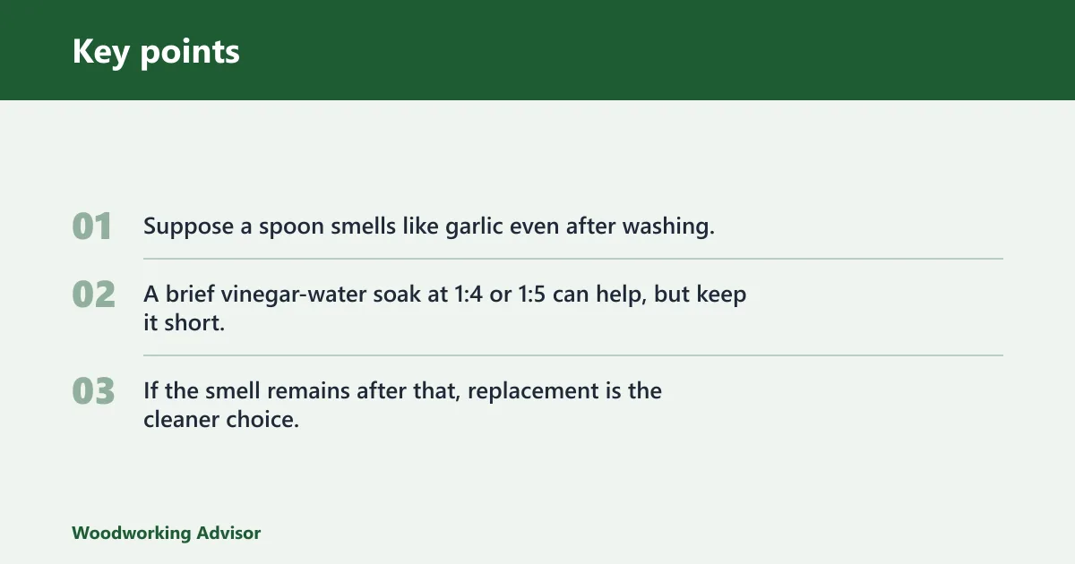 Key points: Wooden spoon care decision table