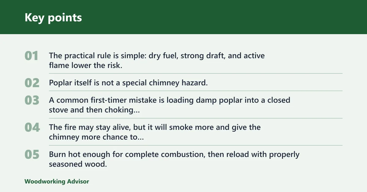 Key points: Does poplar smoke or cause creosote?