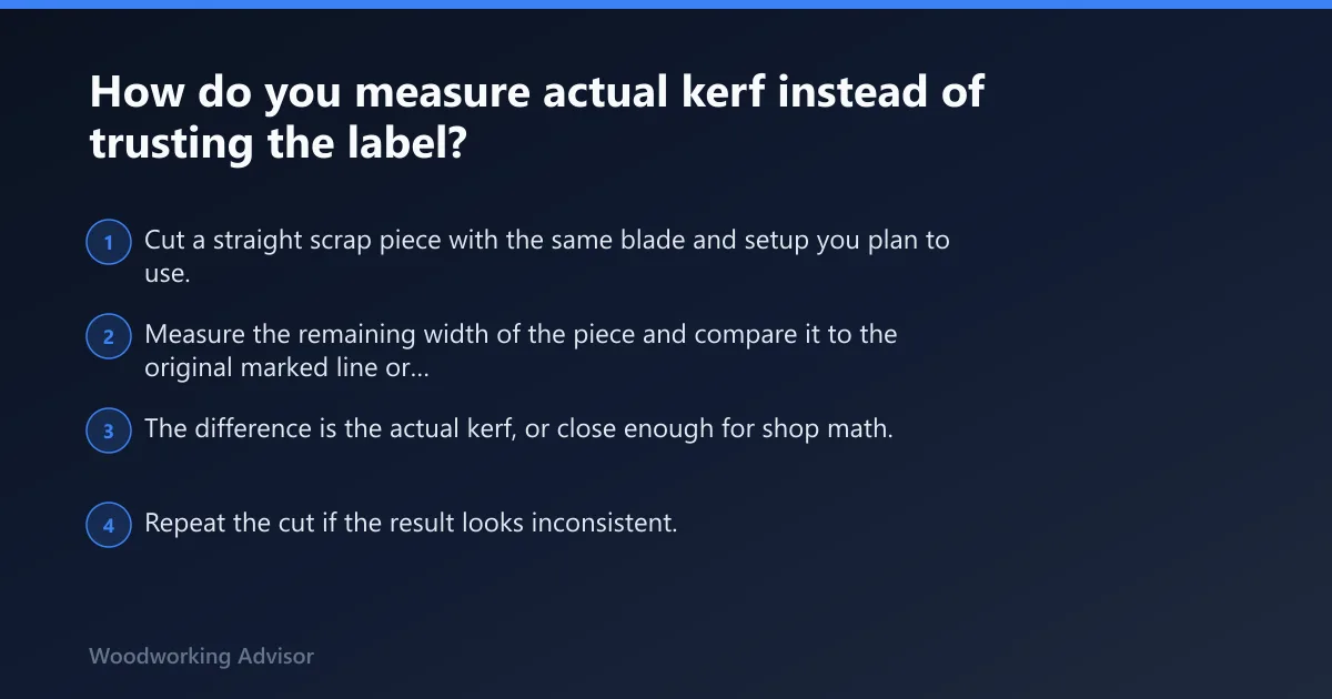 Steps: How do you measure actual kerf instead of trusting the label?