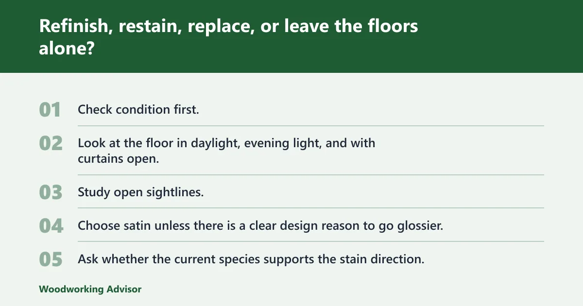 Steps: Refinish, restain, replace, or leave the floors alone?