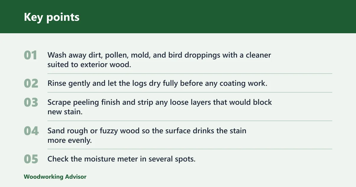 Key points: How do you prep and apply log stain?