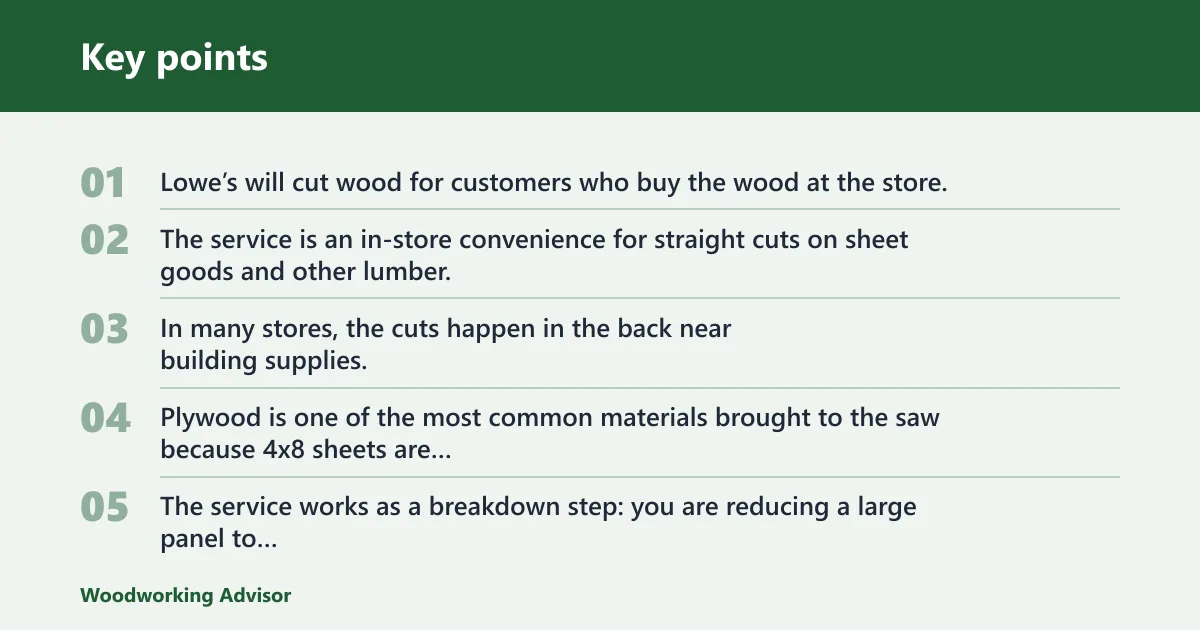 Key points: What Lowe’s plywood cutting service does