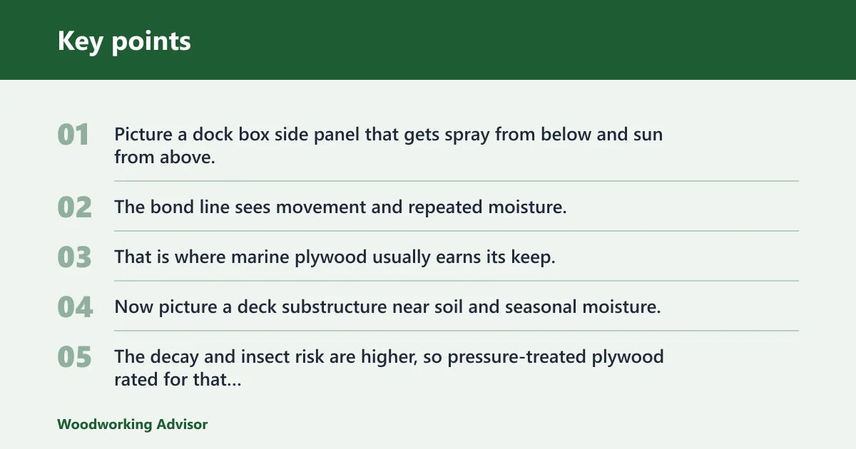Key points: Marine plywood decision matrix