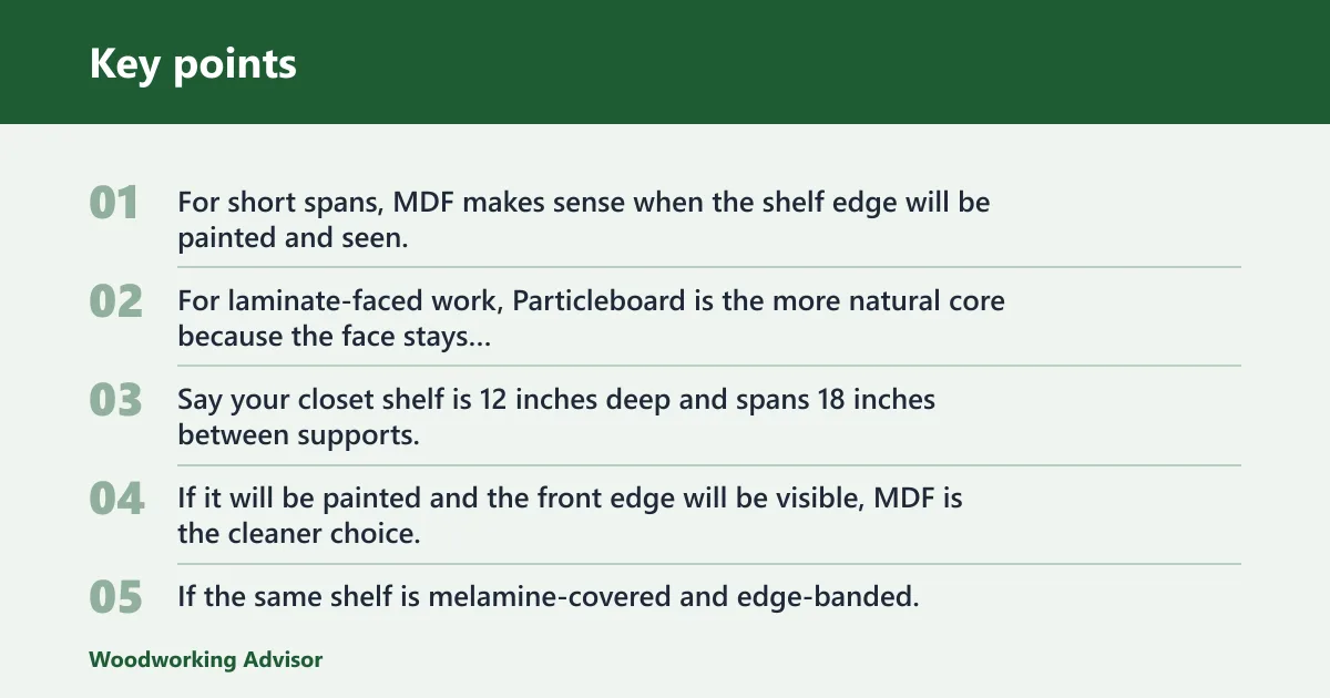 Key points: Shelf decision table