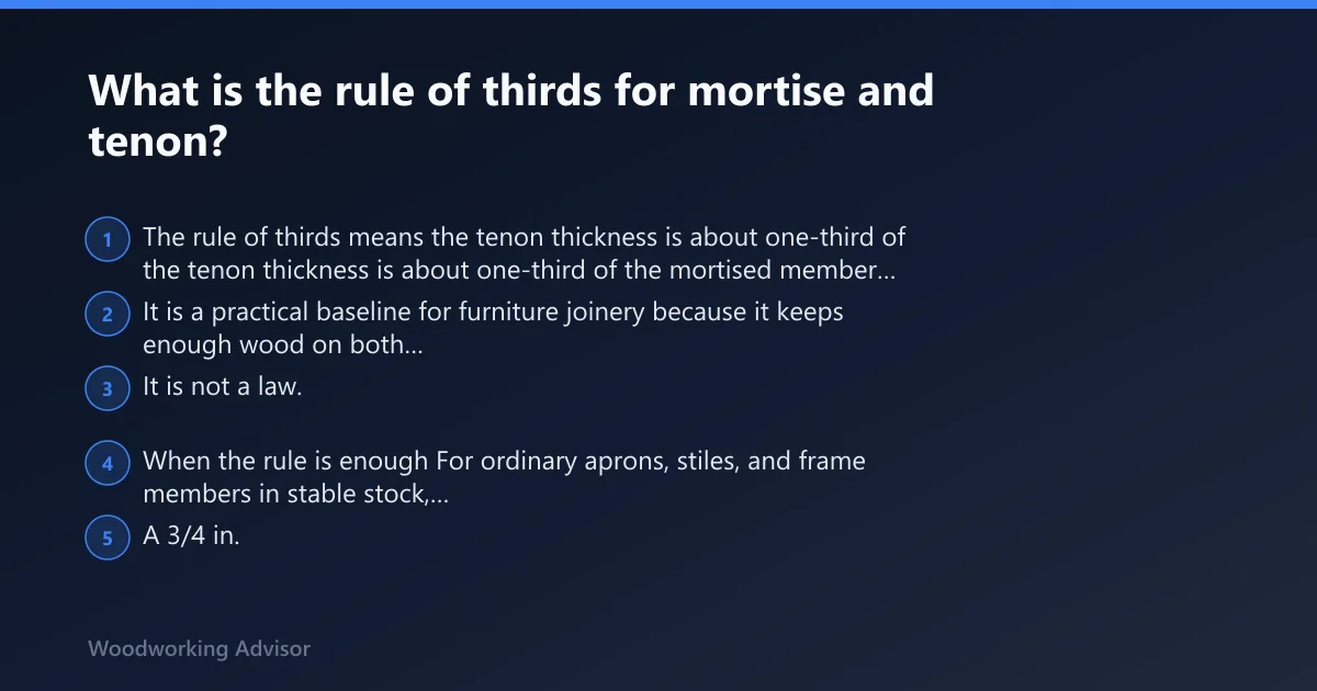 Steps: What is the rule of thirds for mortise and tenon?