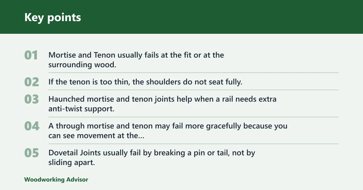 Key points: How each joint fails first