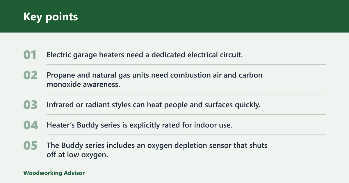 Key points: What type of Mr. Heater is safest for a workshop?