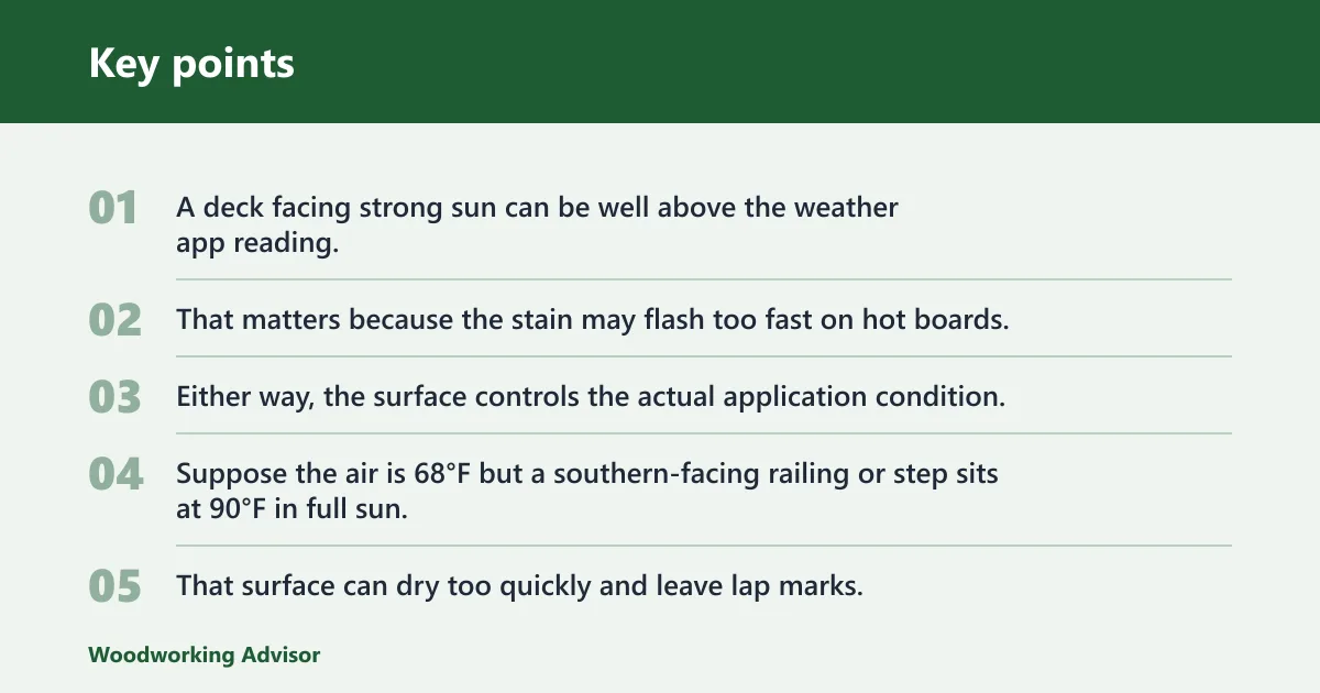 Key points: Does the deck surface temperature matter more than the air temperature?