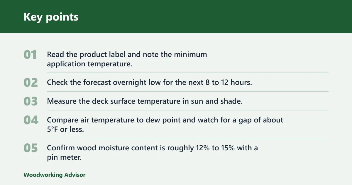 Key points: Dew point and moisture checks