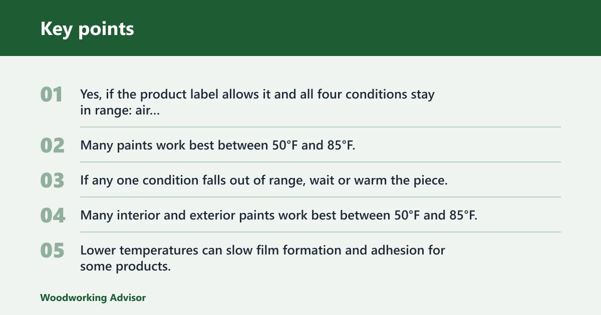 Key points: Can you paint furniture in cold weather?