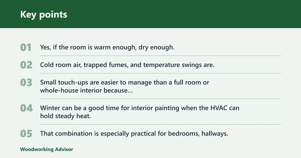Key points: Can you paint indoors in winter?