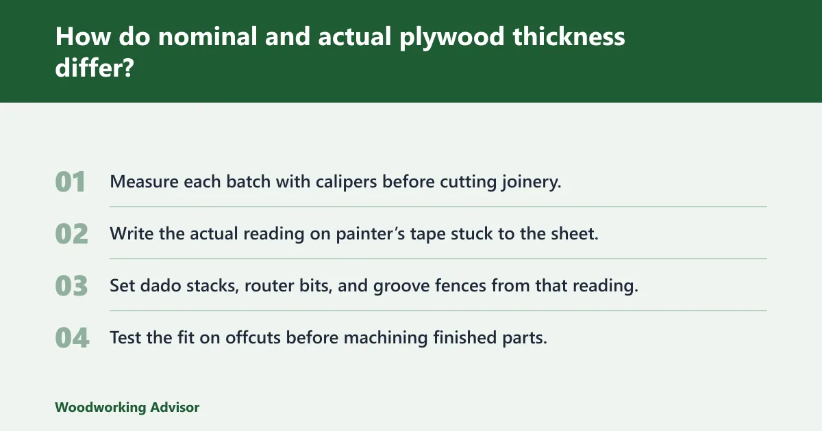 Steps: How do nominal and actual plywood thickness differ?