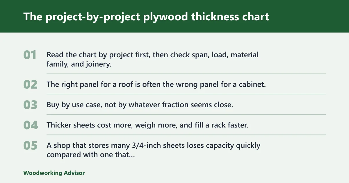 Steps: The project-by-project plywood thickness chart